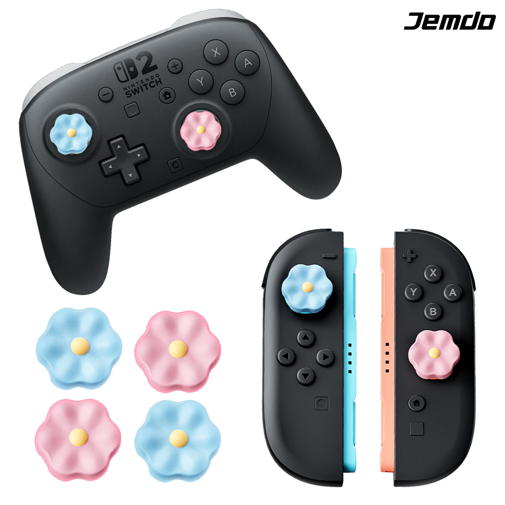 닌텐도 스위치2 조이콘 스틱커버 JEMDO 플라워 4P세트 프로콘2 호환 - 상품 이미지