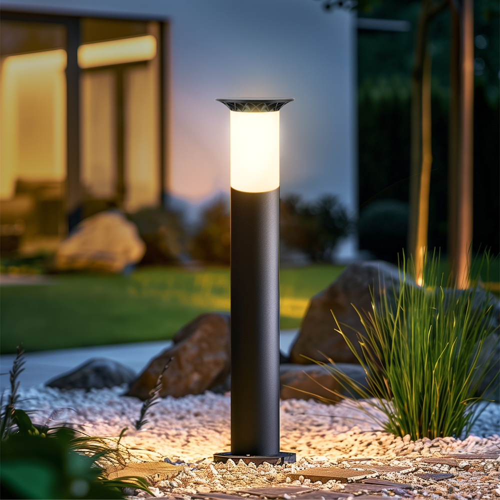 태양광 원형 문주등 태양열 볼라드등 잔디등 야외 LED 기둥 조명 카페 프리미엄 60cm - 상세 이미지 3
