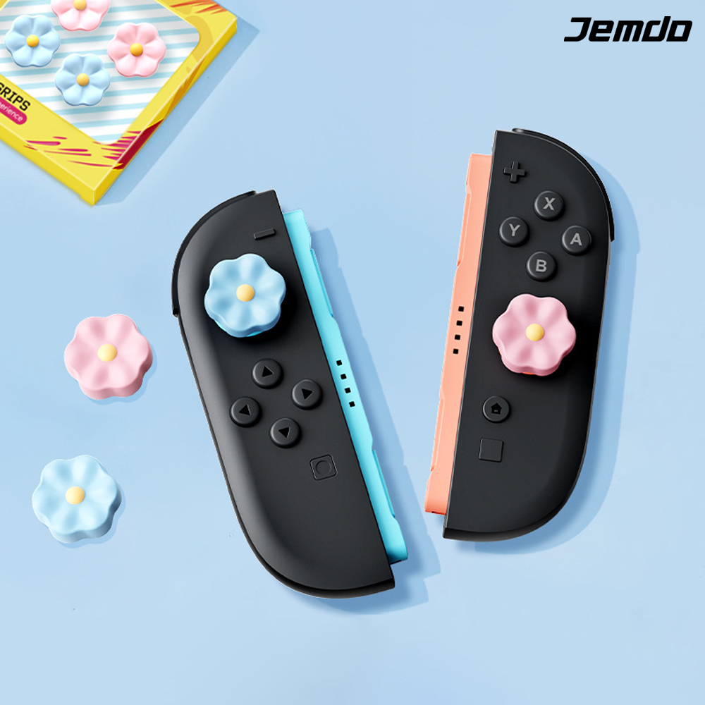 닌텐도 스위치2 조이콘 스틱커버 JEMDO 플라워 4P세트 프로콘2 호환 - 상세 이미지 3