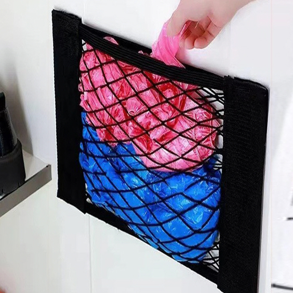 아텍스 무타공 비닐봉투 정리함 찍찍이 메쉬 정리망 블랙 1개입 - 상품 이미지