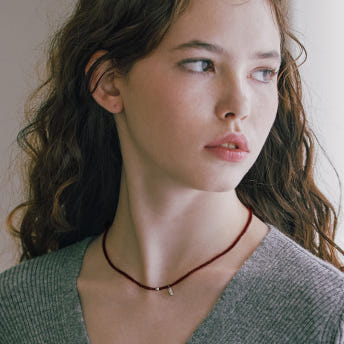 [바이이에르] Pumpkin beads necklace red (Red) BH7N4A722WB450 - 상품 이미지