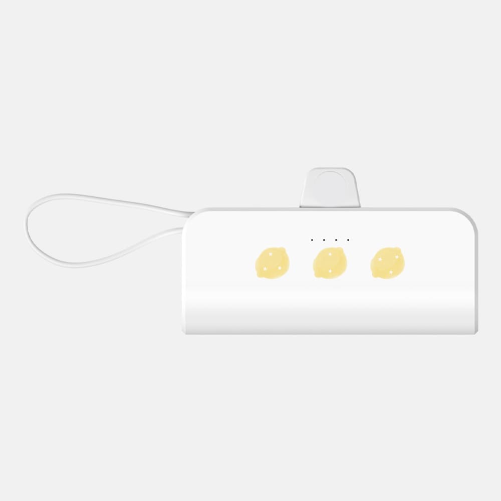 도킹형 보조배터리 5000mAh 거치대 C타입 수채화 레몬 화이트