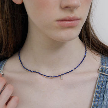 [바이이에르] Pumpkin beads necklace (Lapis lazuli) BH7N4A721WB450 - 상품 이미지
