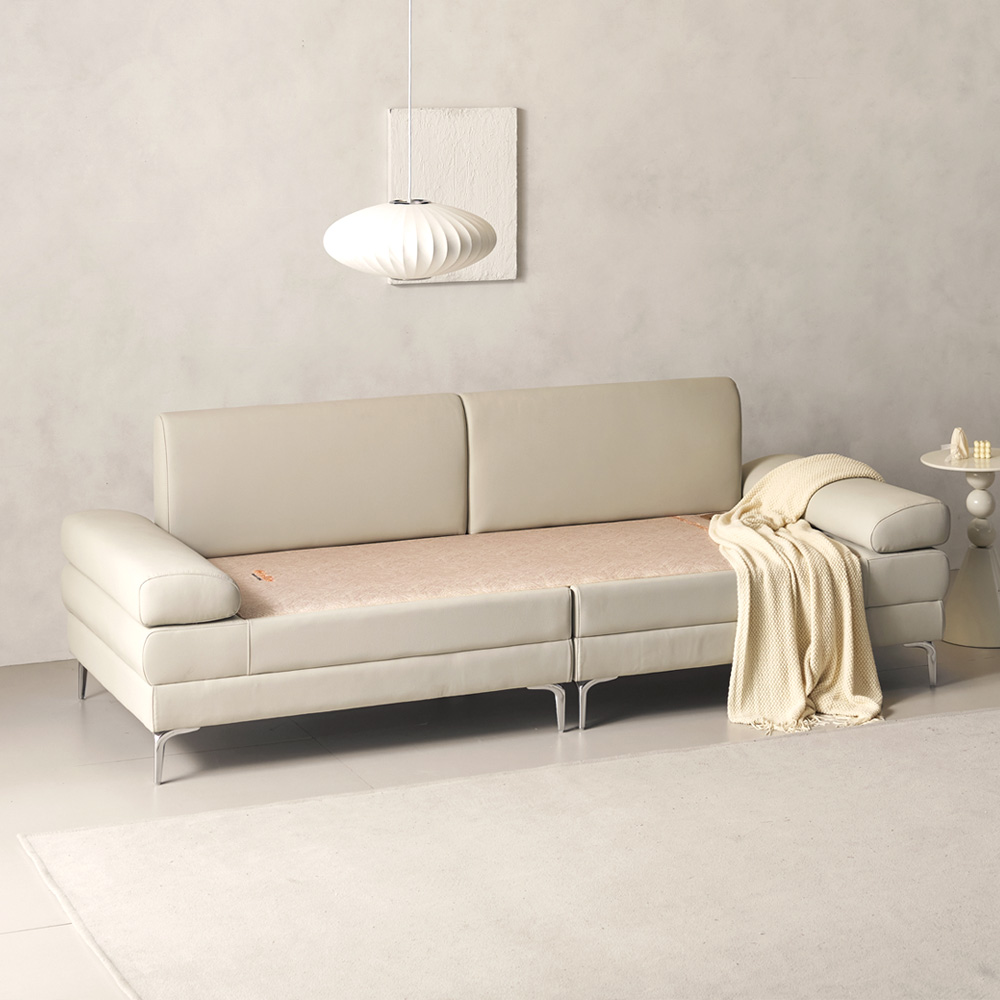 아이다호 3인용 가죽 황토볼 조야 온돌 온열 쇼파 카우치 흙소파