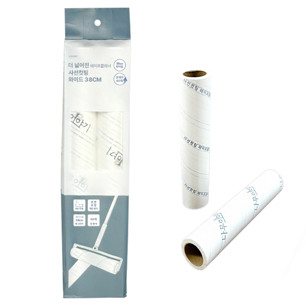 와이드 테이프클리너 먼지 돌돌이 밀대 리필 (38cm 60회, 2입)