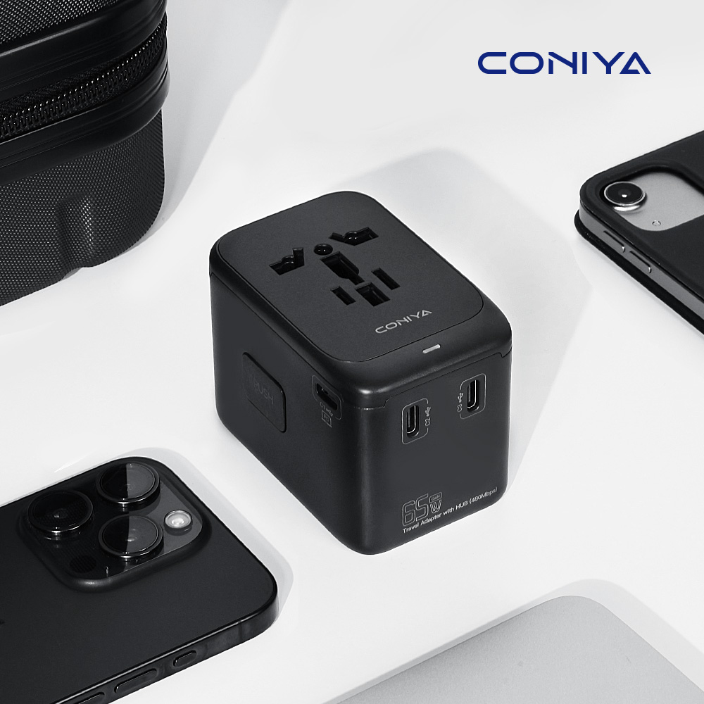 코니야 해외 여행용 멀티어댑터 PD65W GaN 고속충전 C타입 어댑터 누전차단 멀티탭 이미지 2