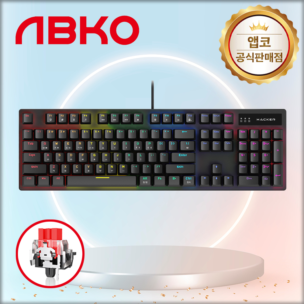 앱코 HACKER K560 축교환 레인보우 무빙 LED 기계식 키보드 블랙, 적축, 45g