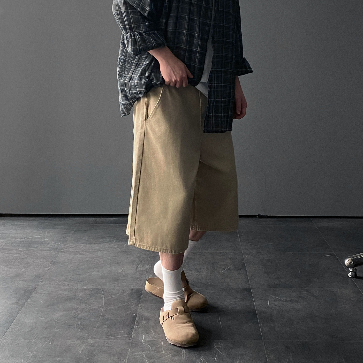 흰색반바지 흰반바지 남자버뮤다팬츠 7부바지 - 상세 이미지 5