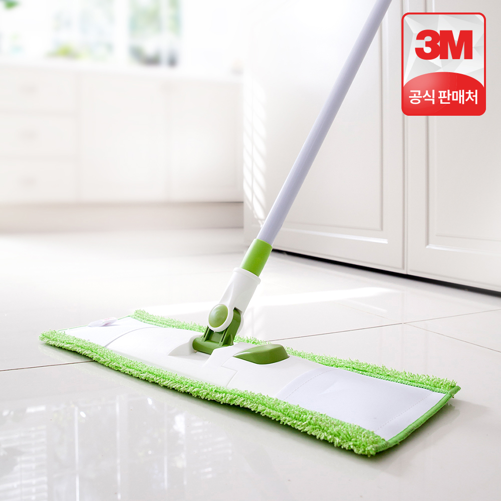 3M 스카치브라이트 클립형 막대걸레+극세사 리필2매 밀대 세트