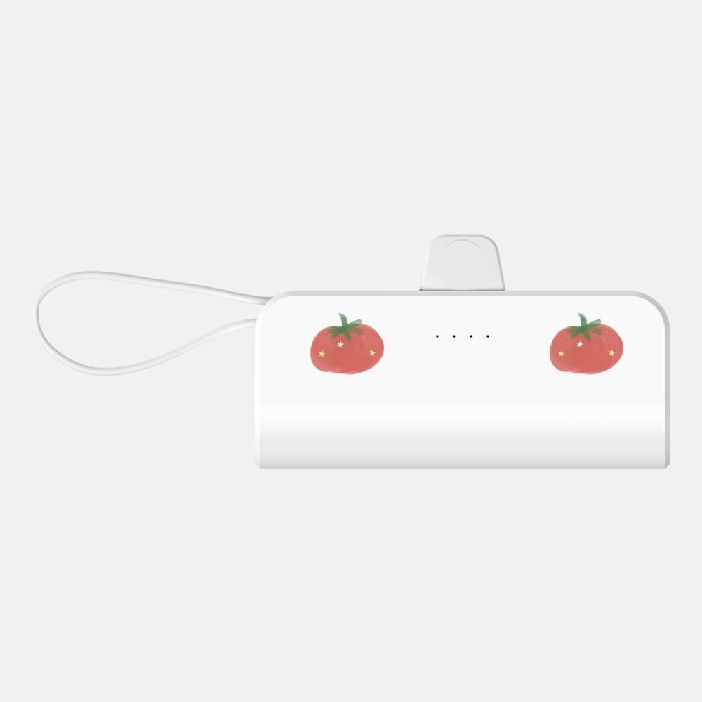 도킹형 보조배터리 C타입 5000mAh 일체형 수채화 토마토 화이트