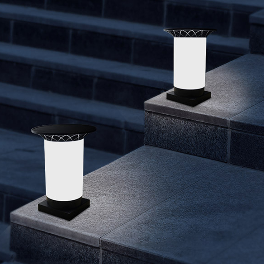 태양광 원형 문주등 태양열 볼라드등 잔디등 야외 LED 기둥 조명 카페 프리미엄 60cm - 상세 이미지 4