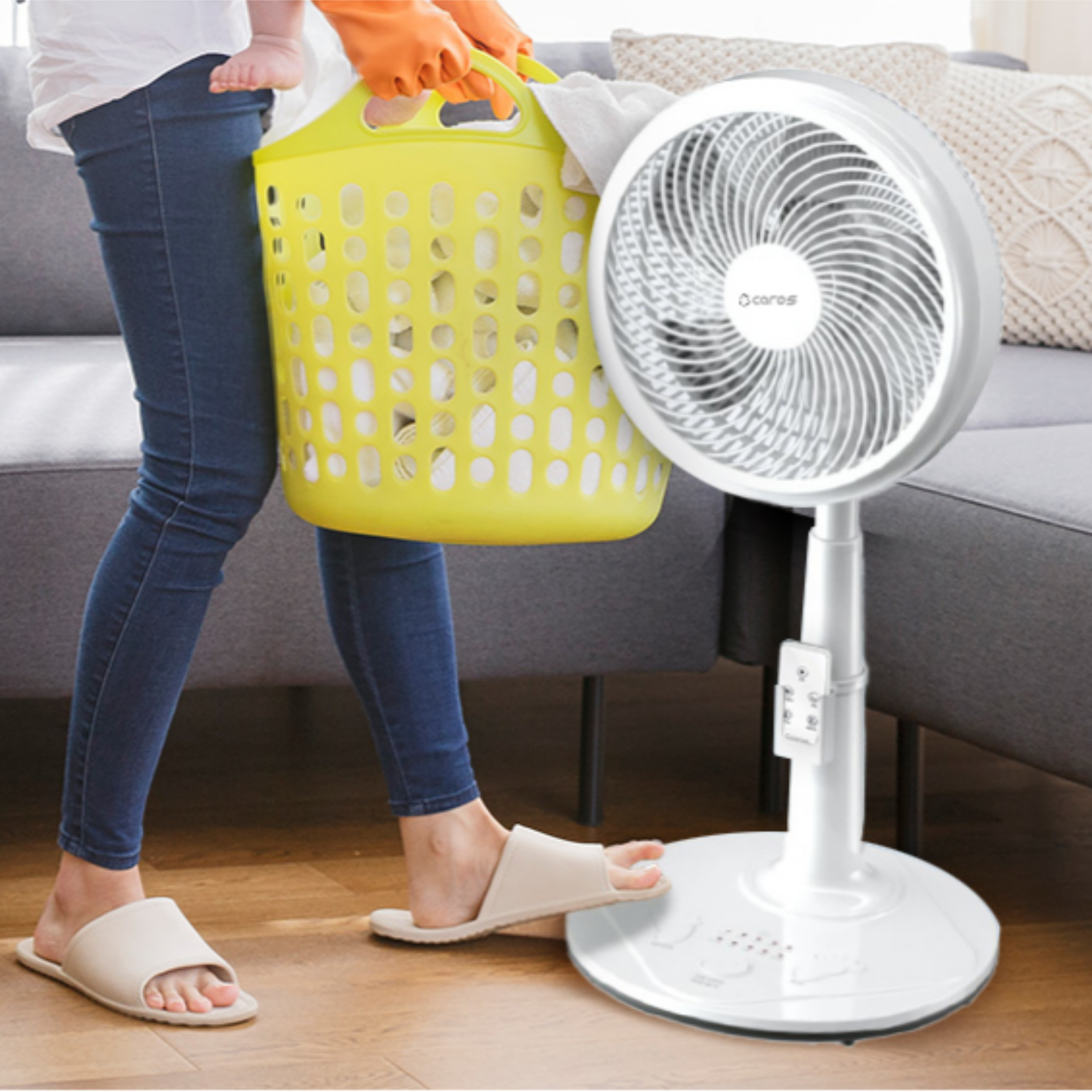 캐로스 발터치 저소음 스탠드선풍기 리모컨 거실 원룸 가정용선풍기 35cm - 상세 이미지 2