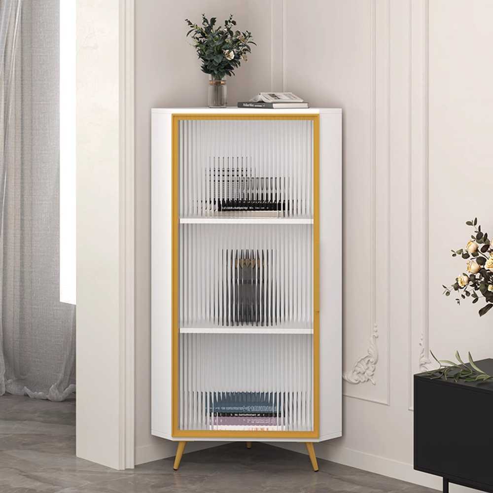 삼각 코너장 삼각장 모듈 거실 유리 다용도 인테리어 40x40x100 원목 3단 보드 - 상품 이미지