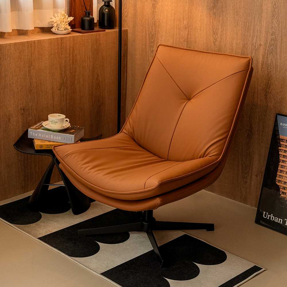 인테리어체어 레오 1인소파 가죽 회전 안락의자 거실 카페 브라운
