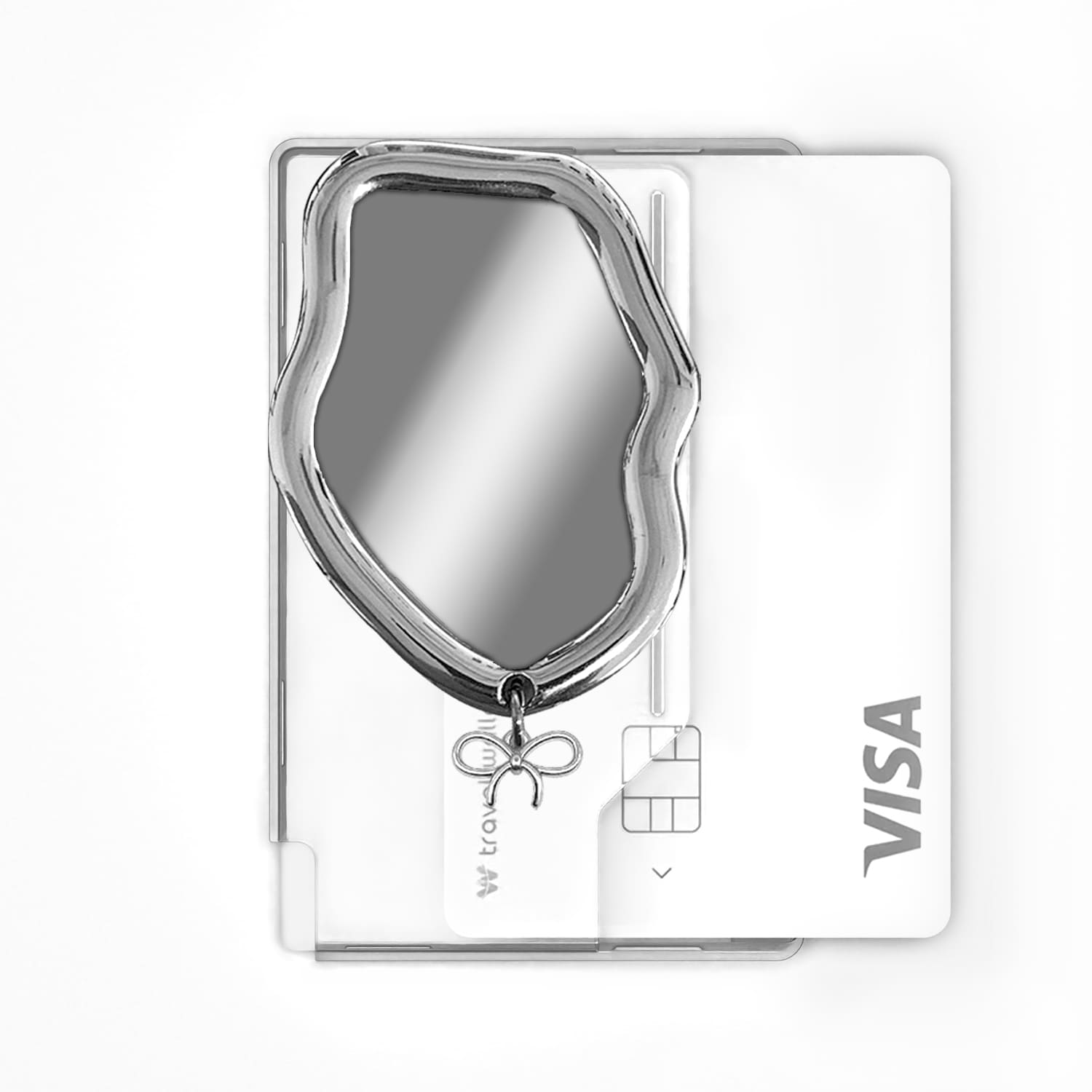 168cm 맥세이프 카드지갑 그립톡 올인포켓 미러 스틸 바이브 실버 리본