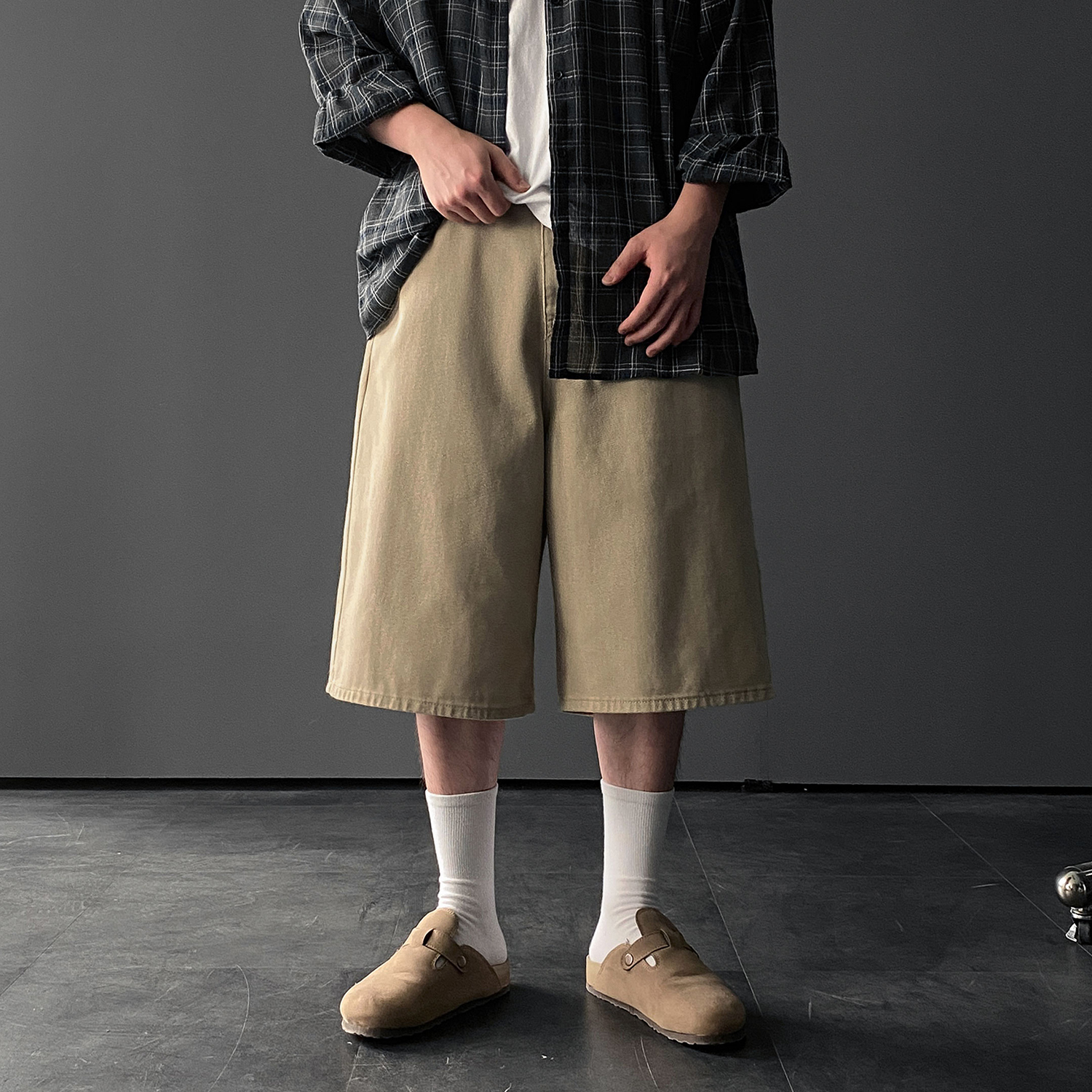 흰색반바지 흰반바지 남자버뮤다팬츠 7부바지 - 상세 이미지 2