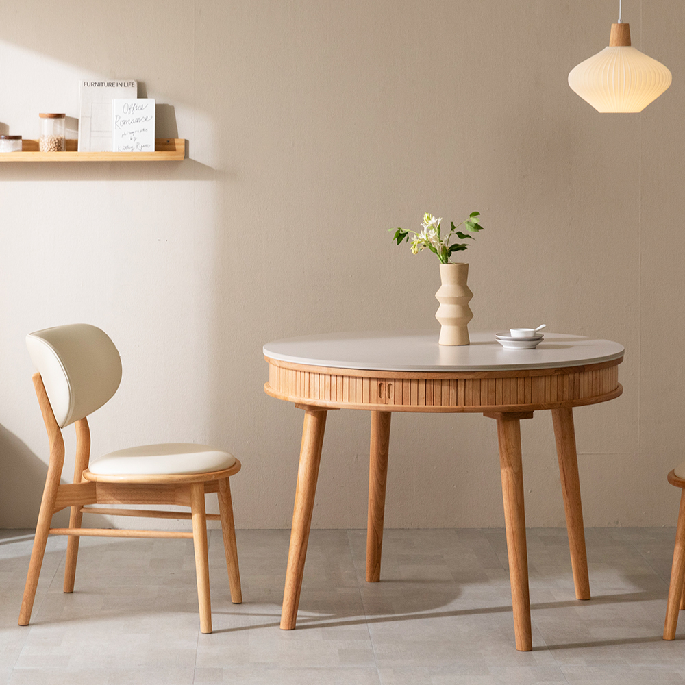 데이지 템바보드 원형 양면 세라믹식탁 테이블 (라이트그레이/스톤그레이) 1000mm, 내추럴