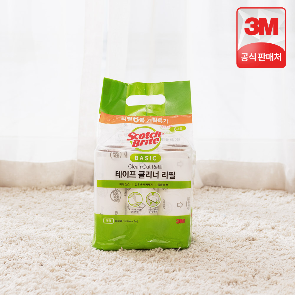 3M 스카치브라이트 돌돌이 베이직 테이프 클리너 대형 리필 6입 롤크리너