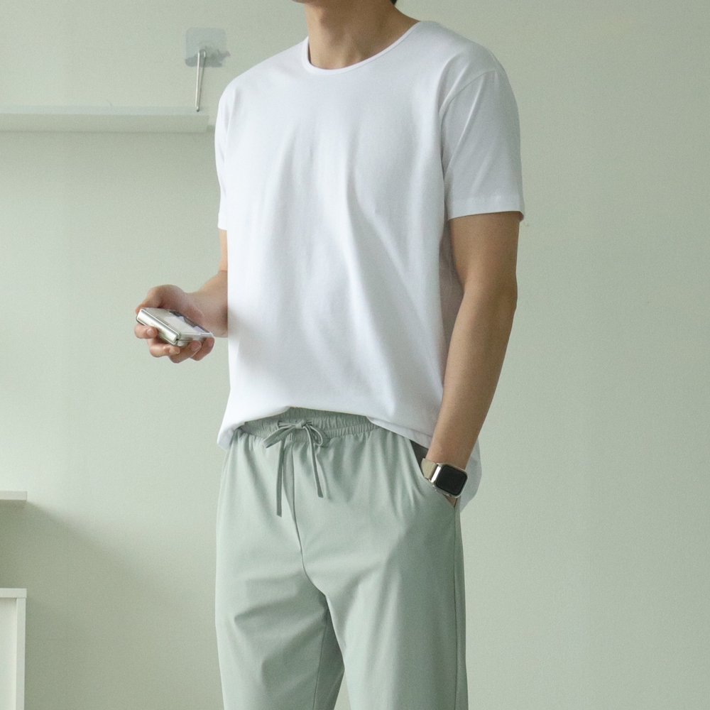 남자 반팔티 실켓 유넥 U넥 에어로쿨 티셔츠 남자 오버핏반팔 - 상품 이미지