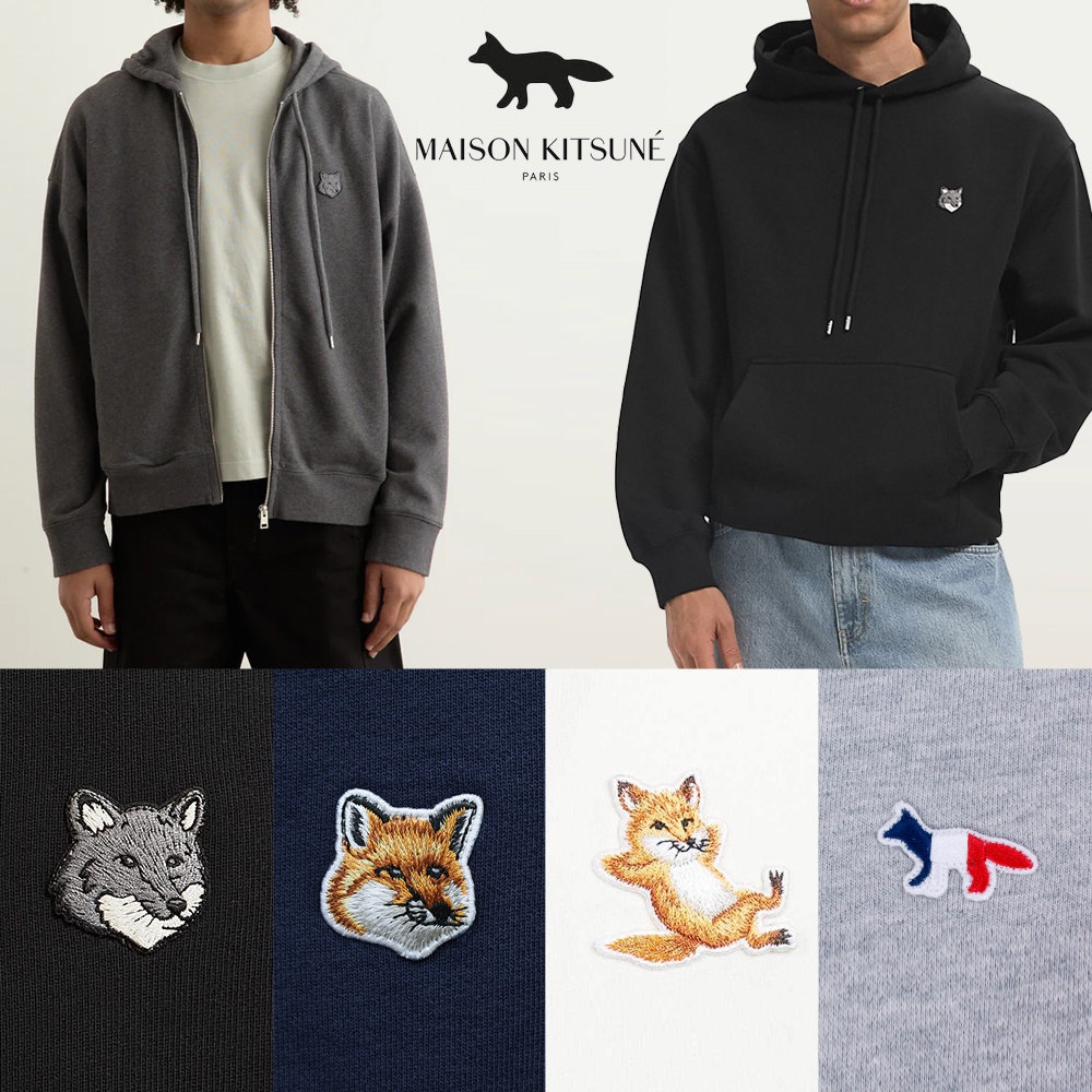 메종키츠네 후드 폭스헤드 더블 폭스 볼드 그레이폭스 후드집업