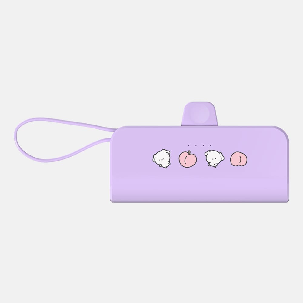 도킹형 보조배터리 5000mAh 거치대 휴대용 복숭아 말티 퍼플