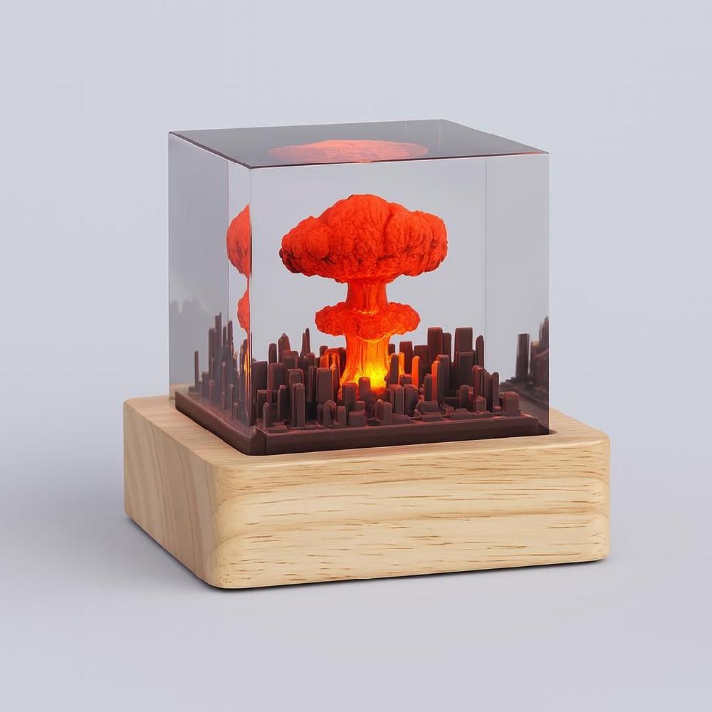 아크릴 무드등 큐브 모양 LED 조명 테이블 장식 소품 A 핵폭탄 폭발의 순간 5CM - 메인 이미지