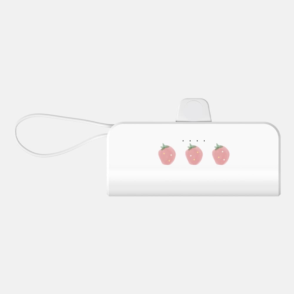 도킹형 보조배터리 휴대용 5000mAh C타입 수채화 딸기 화이트