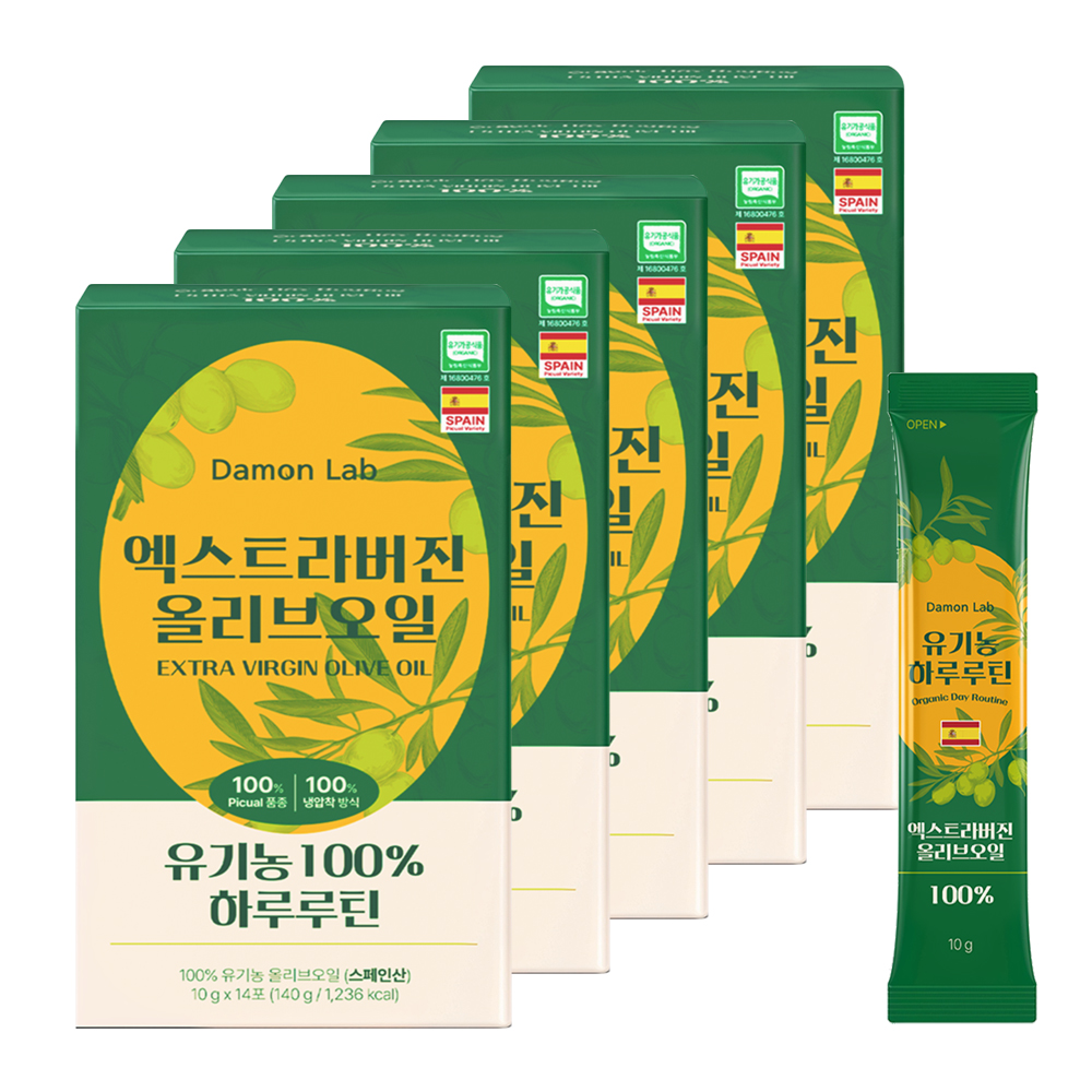 [도착보장] 담온랩 유기농 엑스트라버진 올리브오일 100% 스틱 올리브유 10ml, 70개
