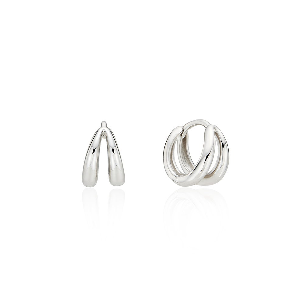 [바이이에르] [925 silver] Two line mini one touch earrings (Silver) BH7E40714W9XXX - 상세 이미지 2