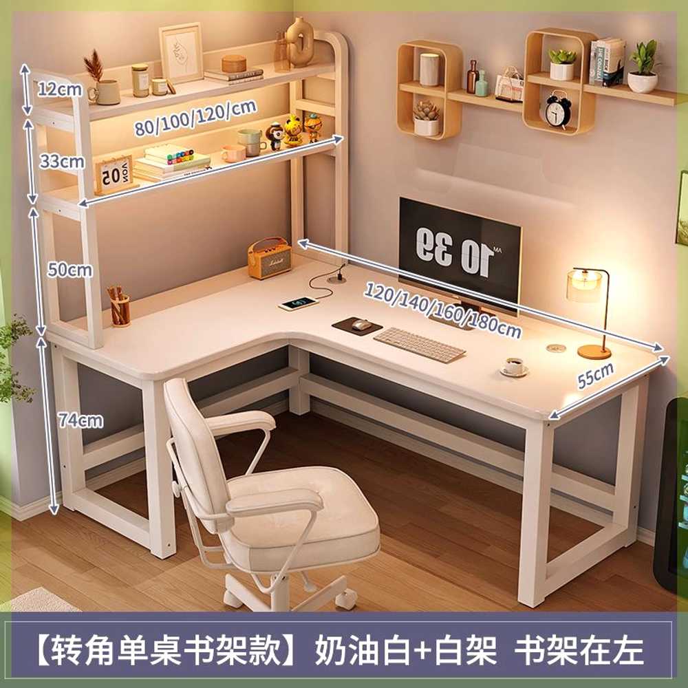 코너형 책상 테이블 화이트 서재 L자형 와이드 사무실 120cmx120cm 좌측 화이트 이미지 6