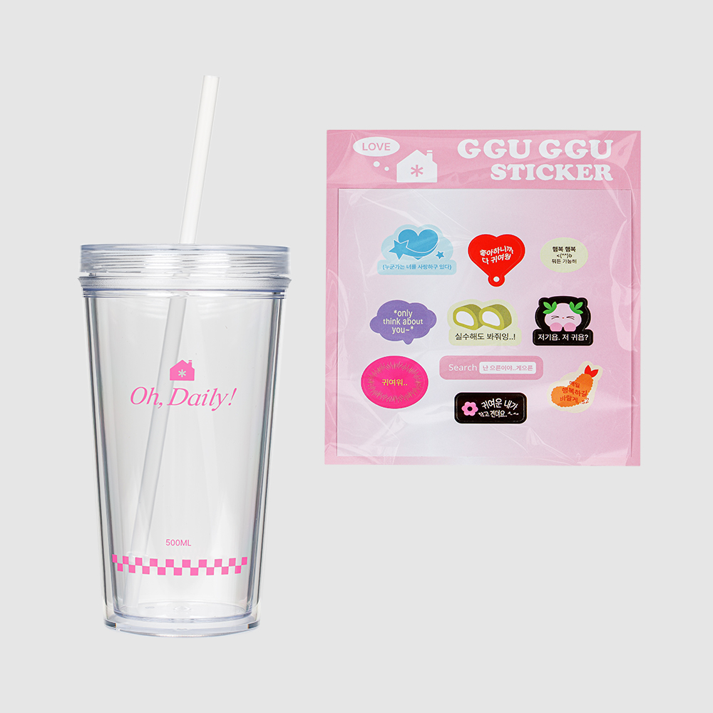 오데일리 꾸꾸 아이스 보틀 500ml + 10종 스티커 SET (3COLOR) - 상세 이미지 2