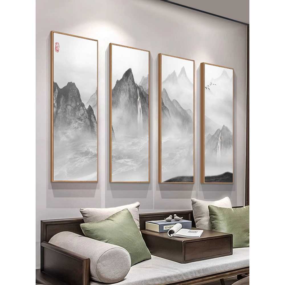 산수화 액자 캔버스 풍경 인테리어 물 폭포 벽걸이 산수화 A 세트 (30x90cm/4장) 이미지 6
