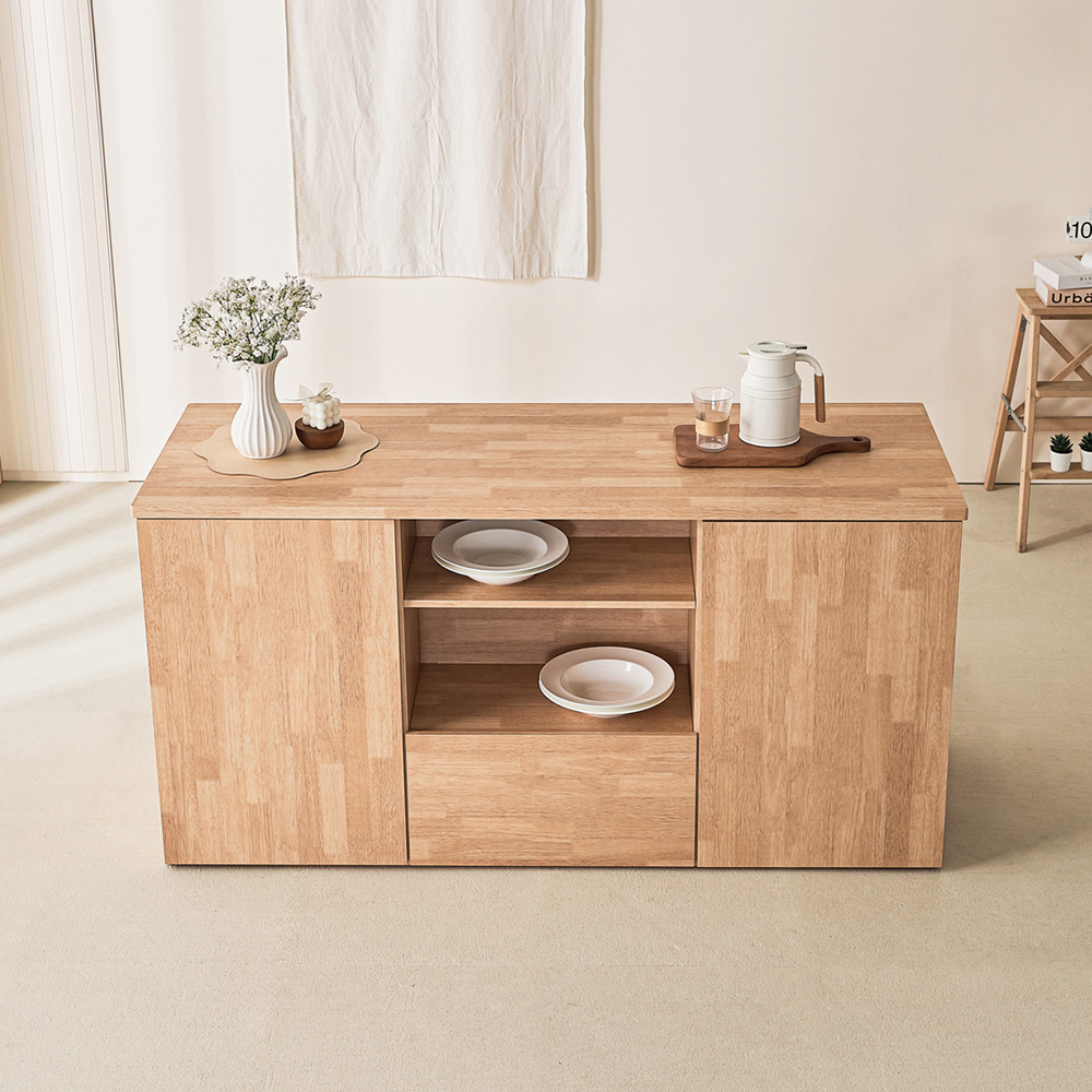 오비 아일랜드식탁 주방 보조 수납 테이블 양방향 홈바 1600mm, 올우드