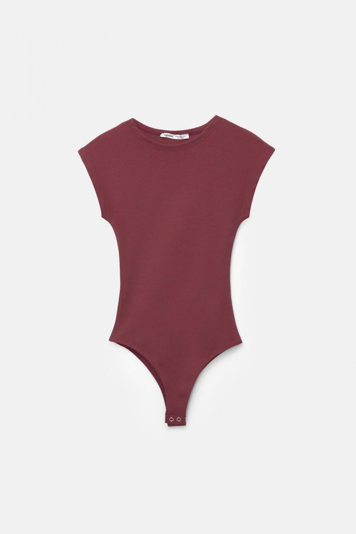 풀앤베어 데일리 스트레치 코튼 반팔 바디수트 7152/349 DARK BURGUNDY - 메인 이미지