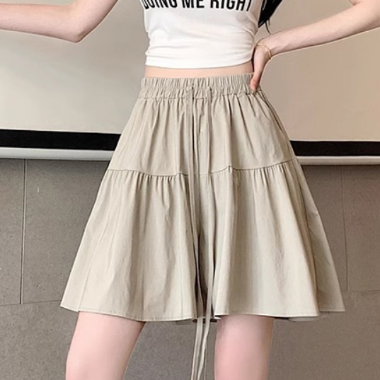 여자 바지 팬츠 여성 여름 밴딩 5부 반바지 홈웨어 집에서입는 츄리닝 고무줄 플레어 넓은 - 상품 이미지