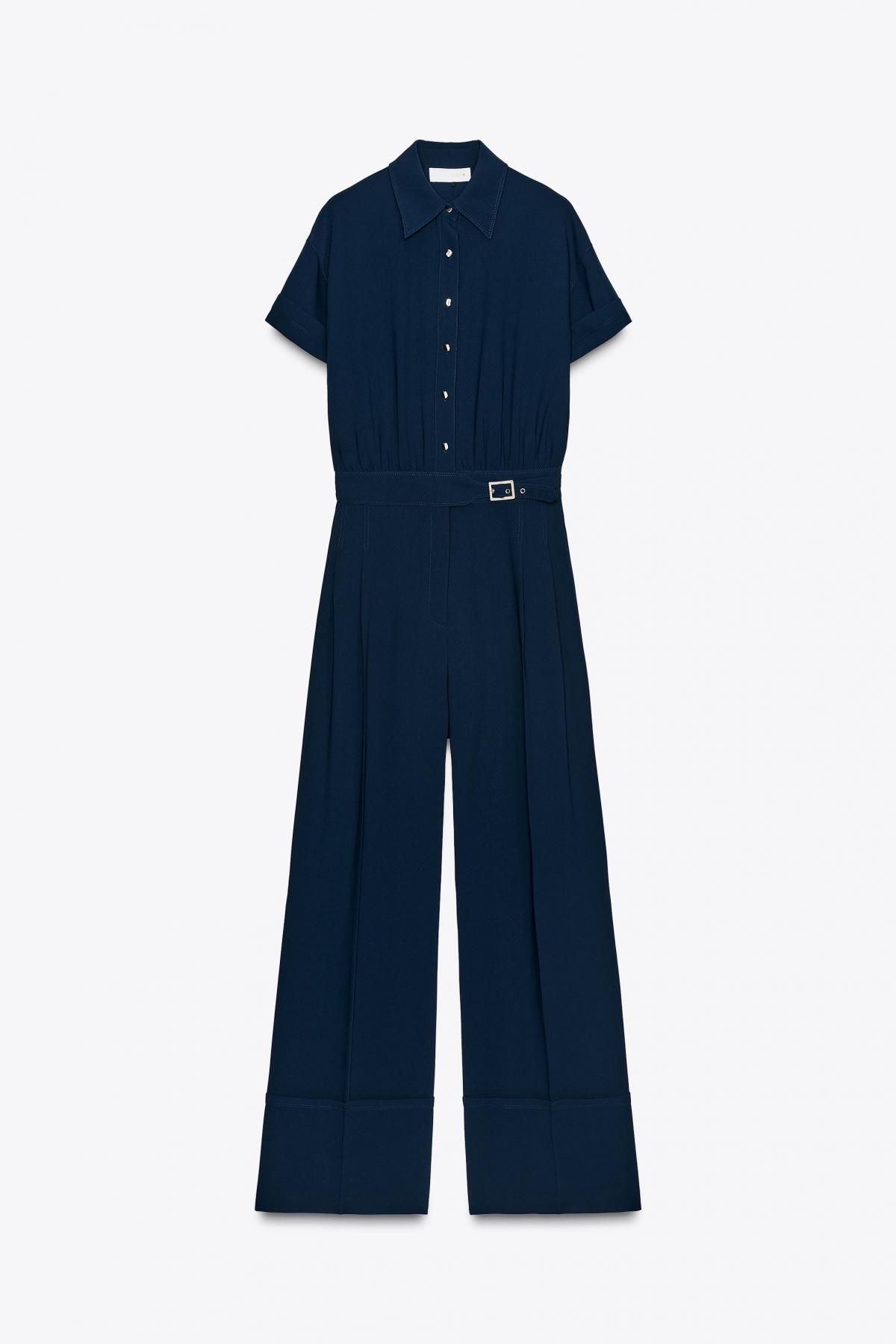 자라 테크니컬 와이드핏 네이비 크레이프 점프수트 8215/572 NAVY BLUE - 메인 이미지