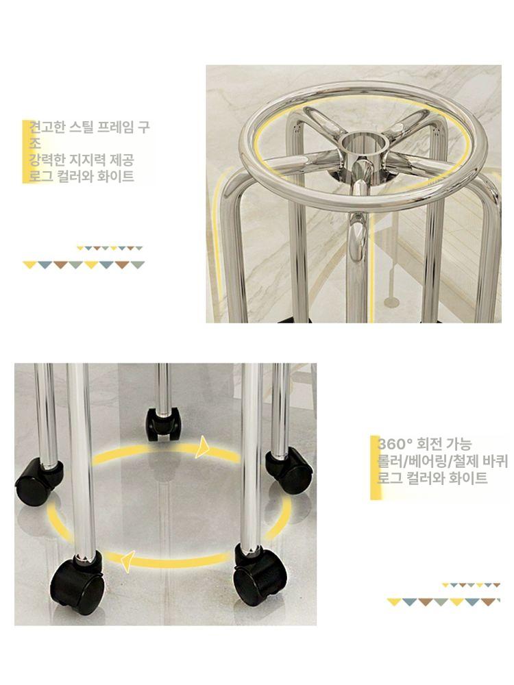 이동식 바퀴의자 낮은 바퀴달린의자 슬라이딩 청소용 블랙물결바퀴낮은형실버 - 상세 이미지 4
