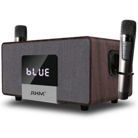 [해외]RHM K222 노래방 기기, TV/DVD/앰프/사운드 바에 연결, 3 마이크 지원, 베이스 & 트레블 조절 가능, 90FT 전송 거리, 광학/블루투스/라인 인/라인 아웃