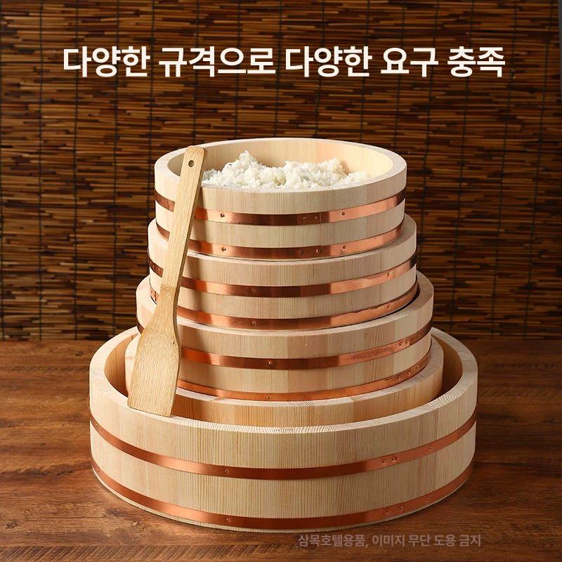 원형 초밥통 일식 대나무 스시밥통 밥통 최대 비빔밥 52x13cm 약 3.9kg 쌀 - 상세 이미지 4