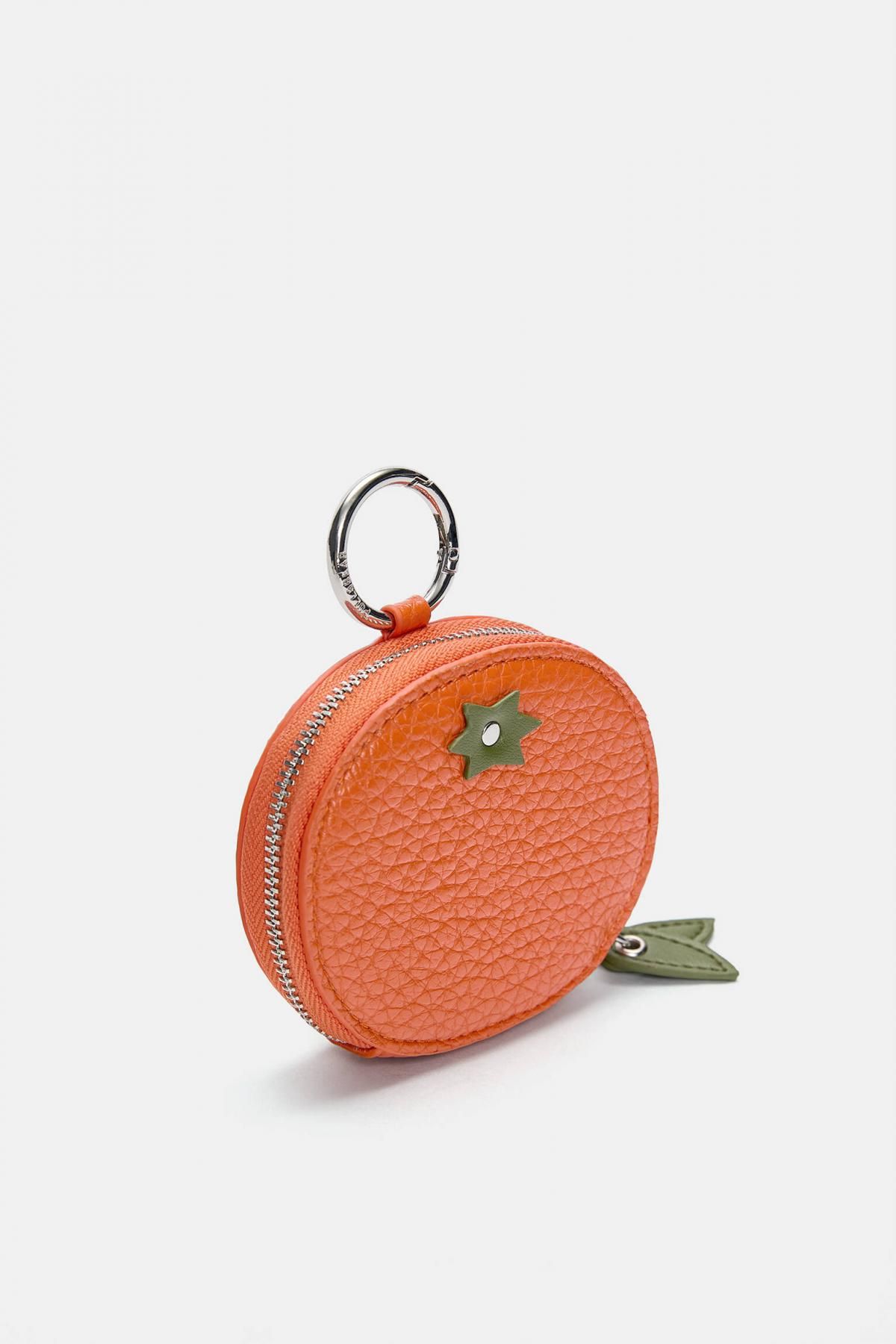 풀앤베어 오렌지 패턴 키링 참 지갑 4164/640 ORANGE - 상세 이미지 2