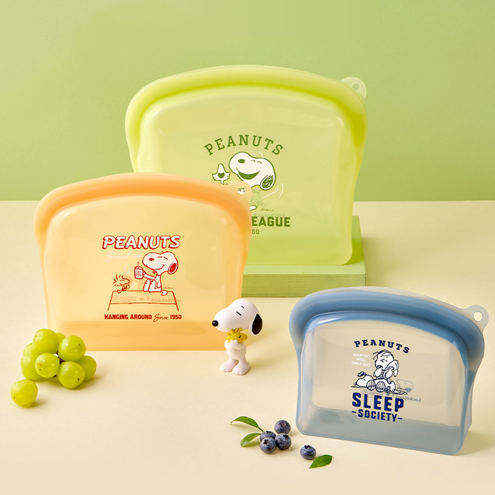 락앤락x피너츠 스누피 프리미엄 실리콘 지퍼백 3P세트