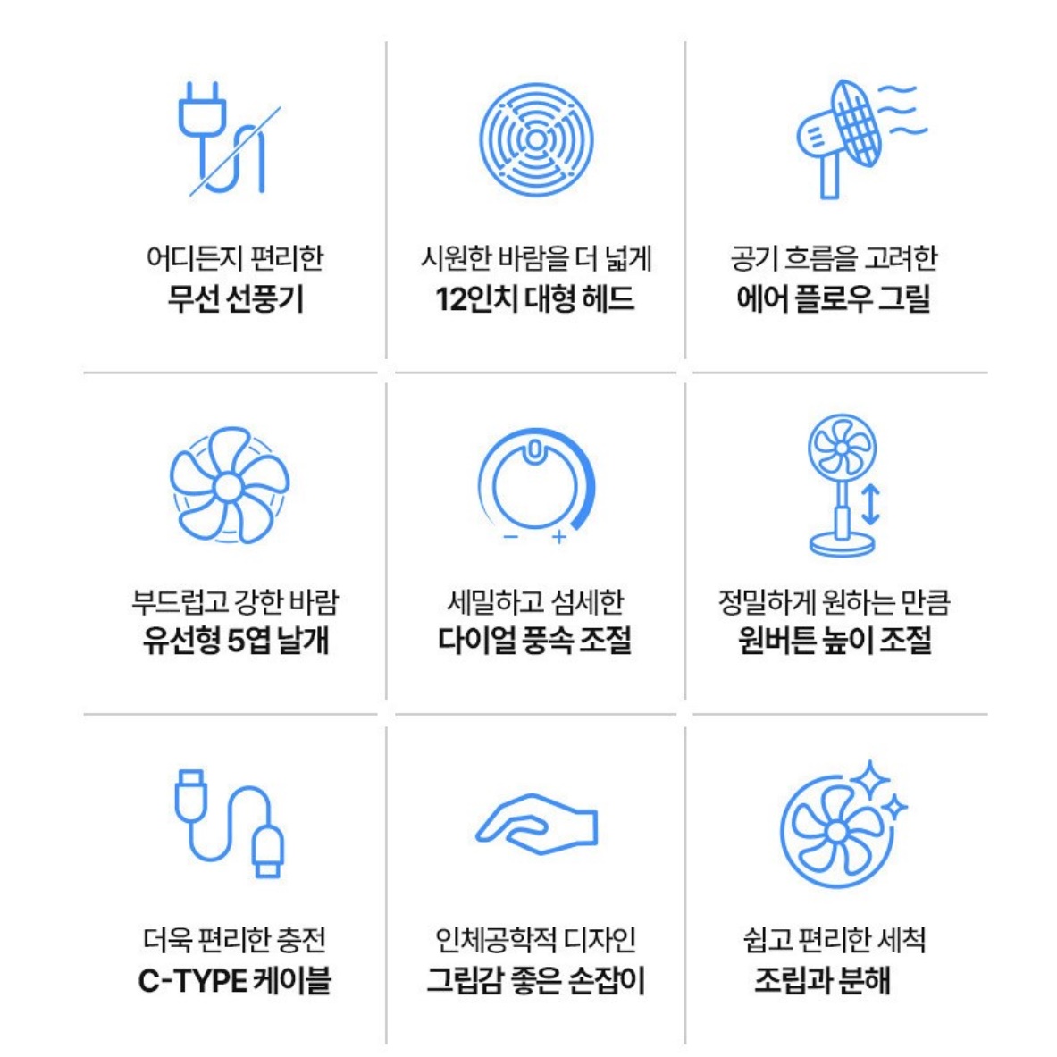 충전식 선풍기 사무실 선풍기 사무용 선풍기 캠핑용 써큘레이터 - 상세 이미지 4