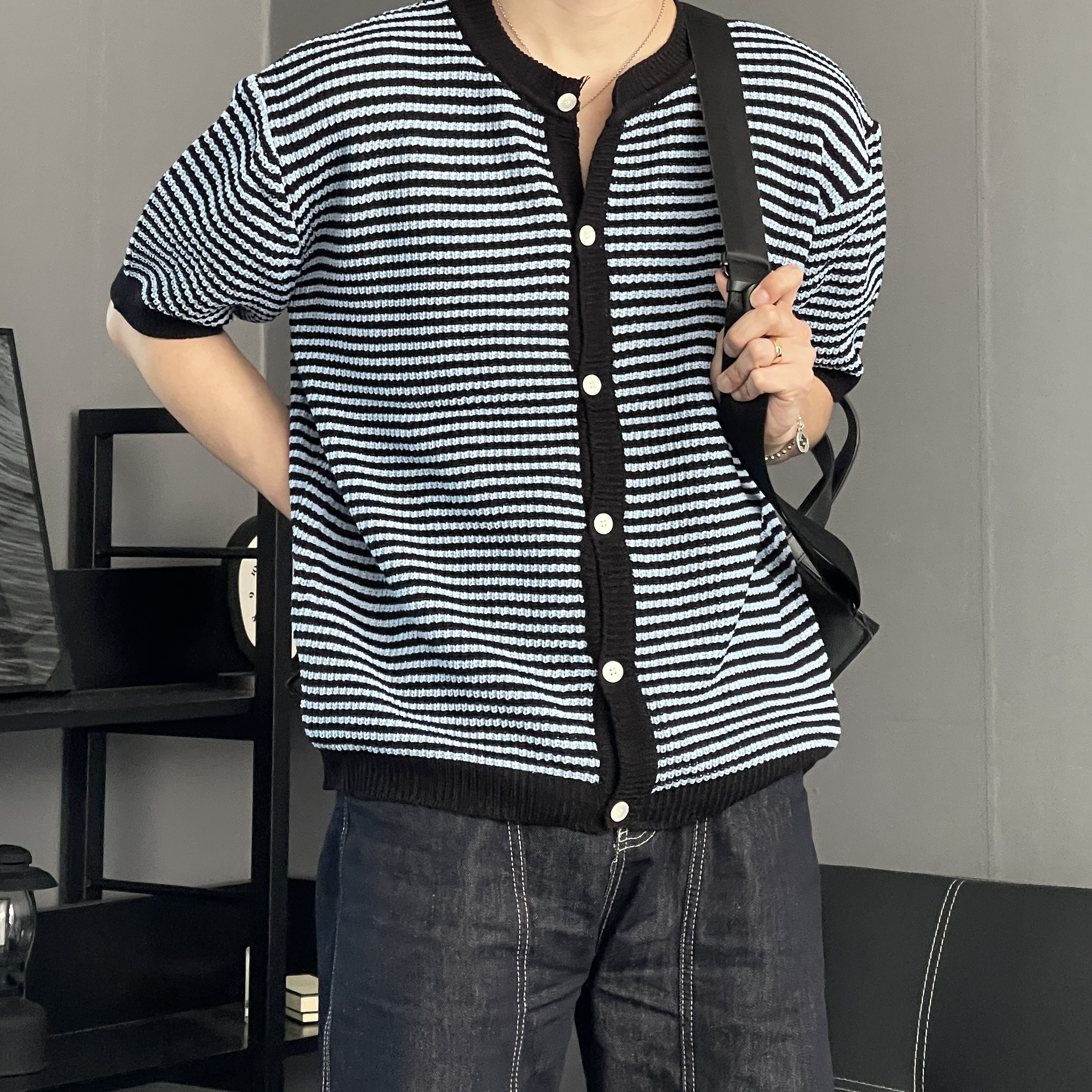 남자여름가디건 남자반팔가디건 - 상품 이미지