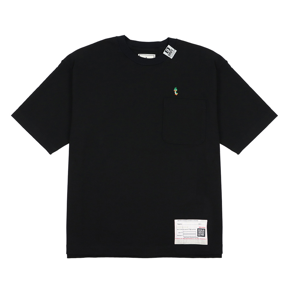 미하라 야스히로 남성 DUCK 자수 반팔 티셔츠 A13TS631 BLACK - 상품 이미지