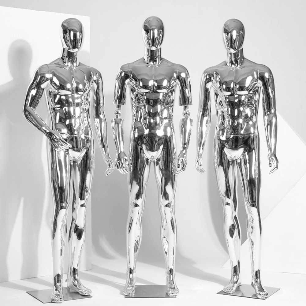 금속 마네킹 의류 전시 철제 프레임 인테리어 스탠드 A형 실버 마네킹 - 상세 이미지 4