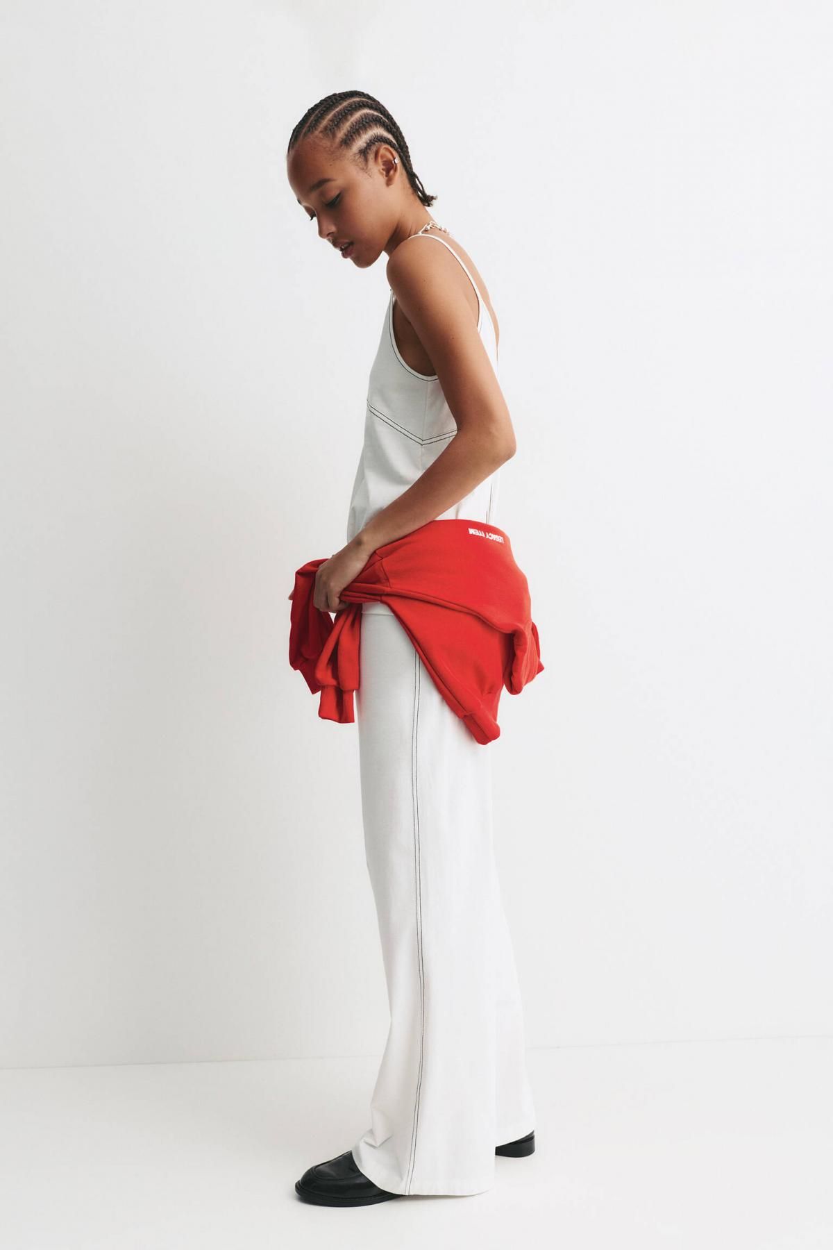 풀앤베어 코튼 와이드핏 탑스티치 팬츠 7675/347 WHITE - 상세 이미지 4