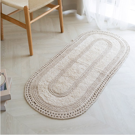뜨개 라운드 타원형 소프트 주방매트 면 패브릭 발매트 침실 부엌 현관 욕실 주방 소품 러그