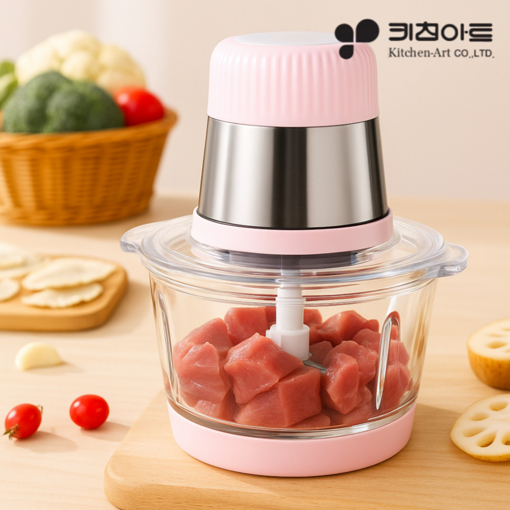 키친아트 전동다지기 마늘믹서기 야채분쇄기 유리초퍼