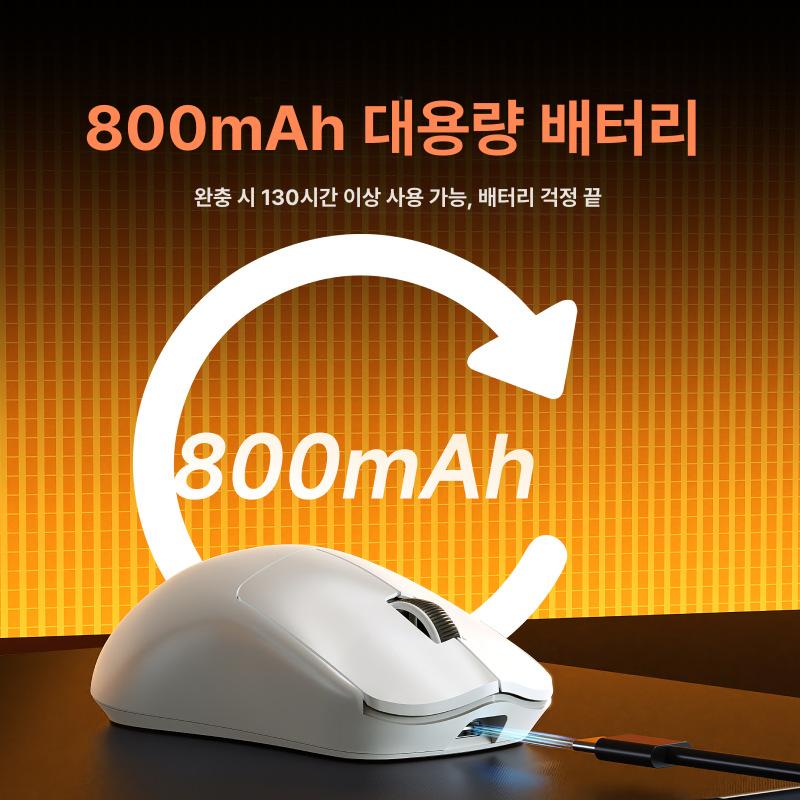 VXE MAD R 잠자리 마우스 36g 초경량 무선 게이밍 PAW3395 1K 수신기 SE 화이트 트리플 연결-500 mAh - 상세 이미지 5