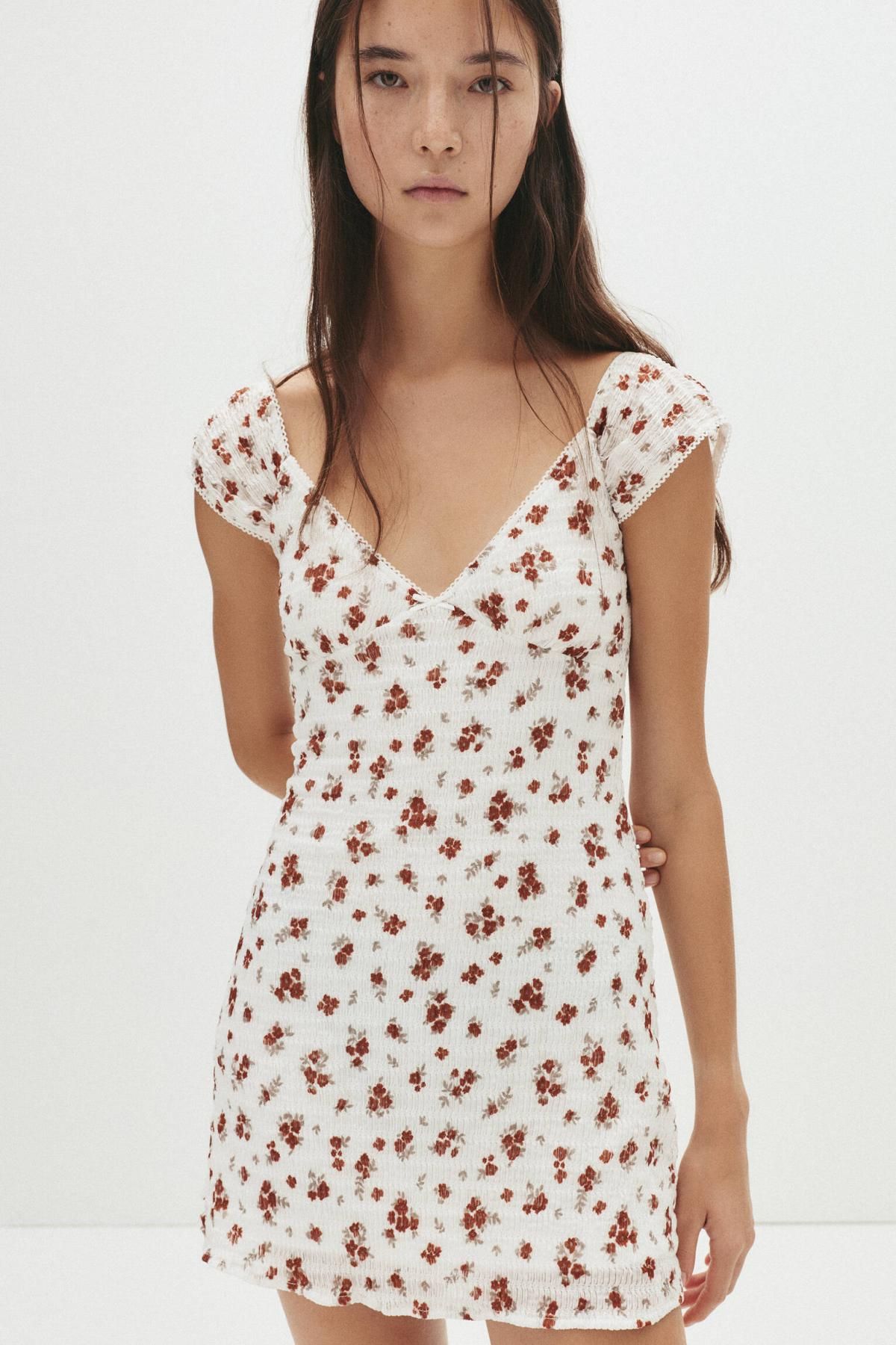 풀앤베어 플로럴 텍스처 미니 원피스 7394/339 COPPER - 상세 이미지 2